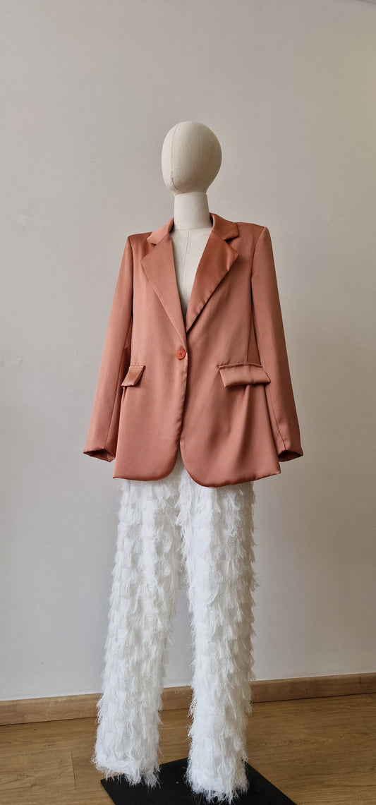 Blazer fluido acetinado Salmão