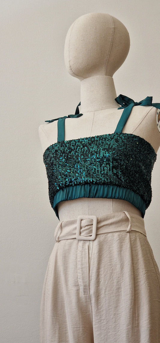 Top lantejoulas verde