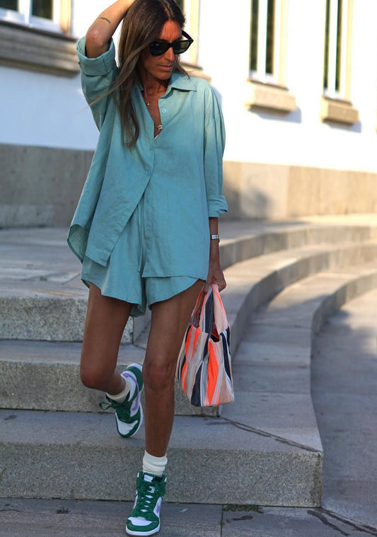 Conjunto Oxford Azul Esverdeado