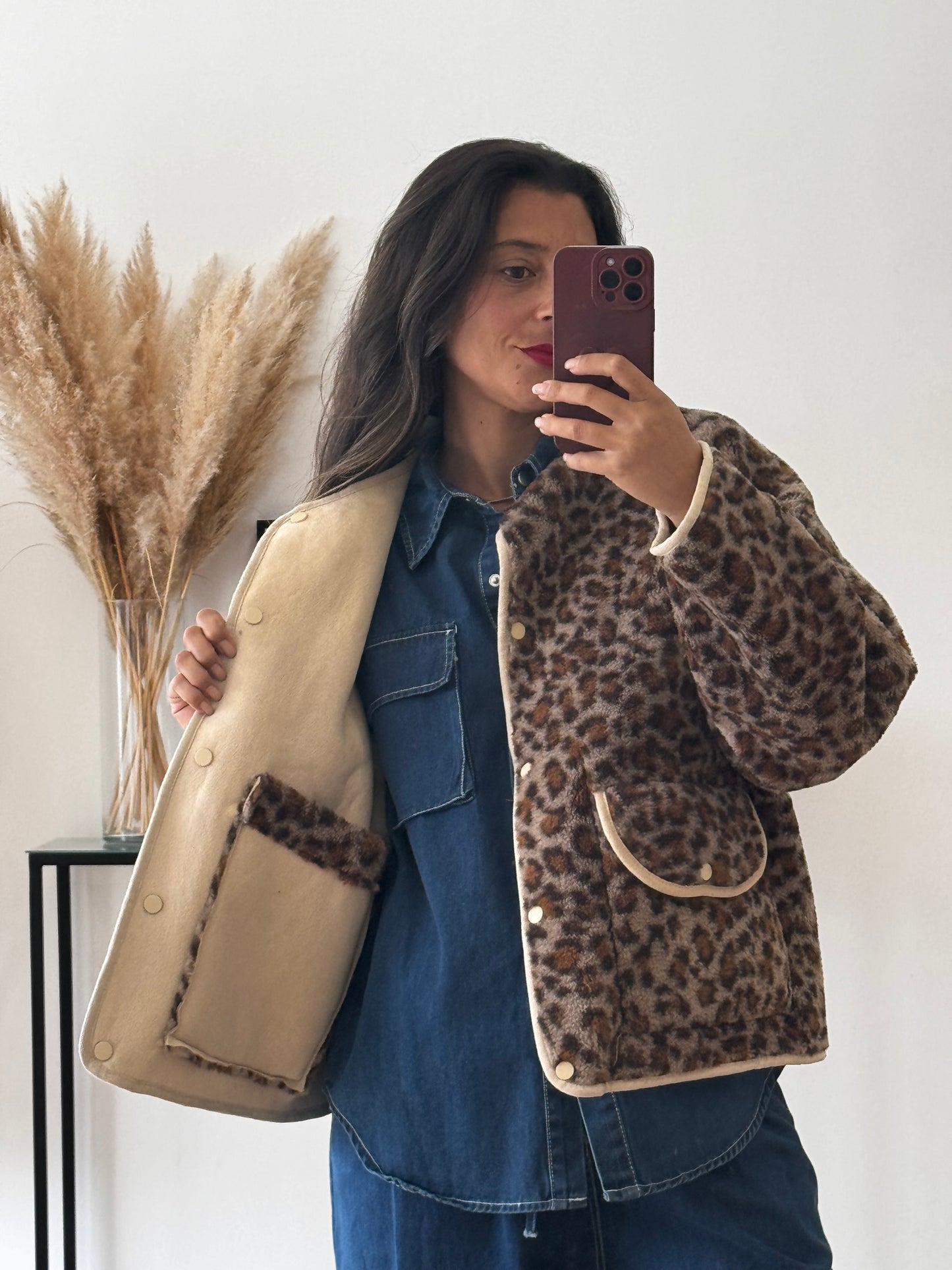 Casaco reversível animal print