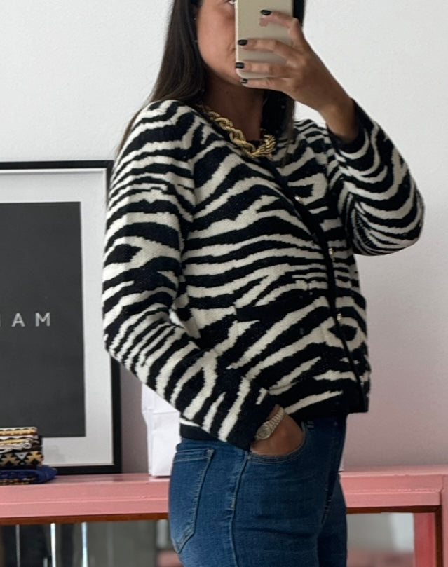 Cardigan Zebra Print