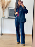 Calças Denim Tachas