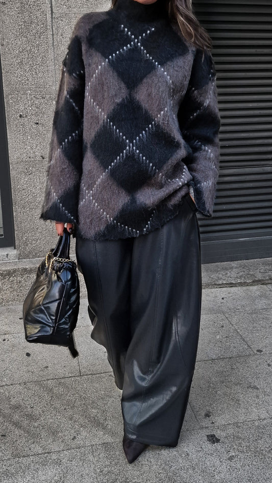 Camisolão Malha Argyle Névoa