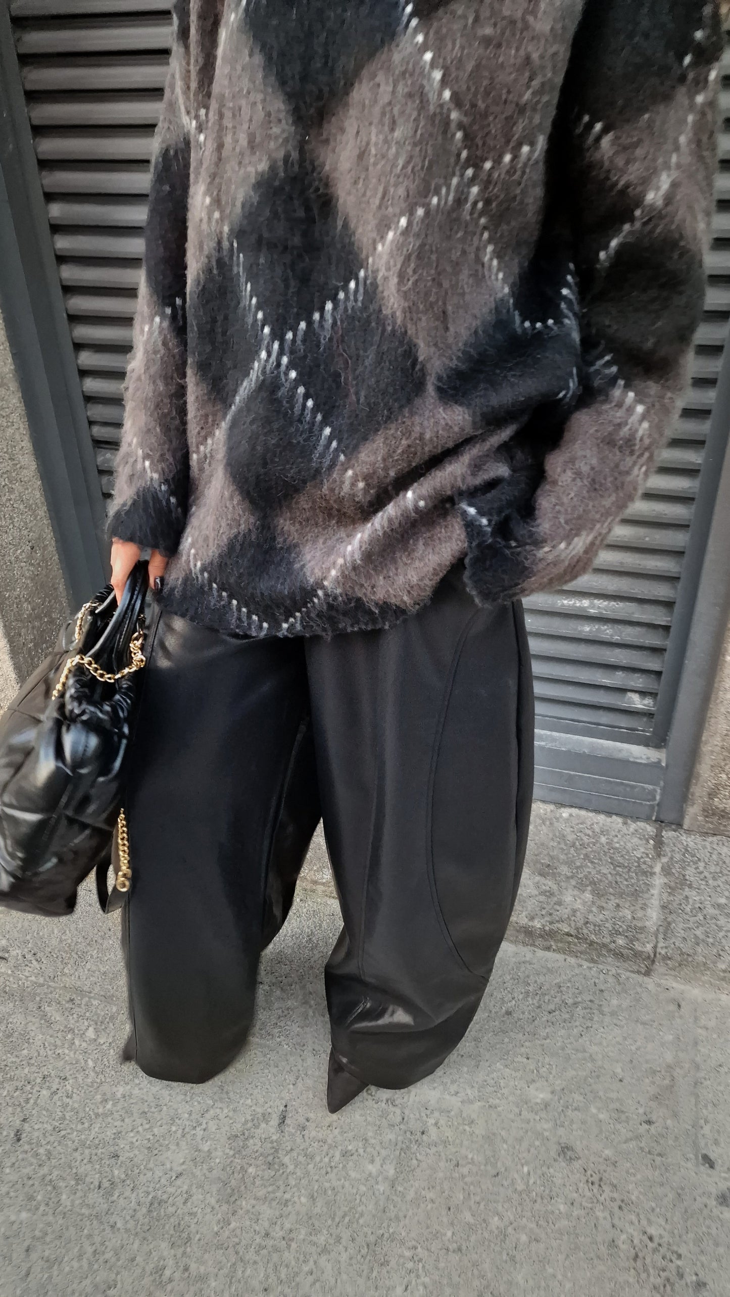 Camisolão Malha Argyle Névoa